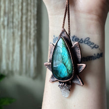 Load image into Gallery viewer, Labradorite Lotus Flower Necklace - Ready to Ship