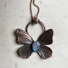 Load image into Gallery viewer, Electroformed Butterfly With Rainbow Moonstone & Angel Aura Quartz Necklace - Ready to Ship