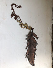 Load image into Gallery viewer, Electroformed Large Wild Feather & Raw Citrine Necklace (Icarus Soaring)