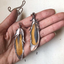 Load image into Gallery viewer, Electroformed Yellow Macaw Feather Necklace - Moksha Collection