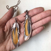 Load image into Gallery viewer, Electroformed Yellow Macaw Feather Necklace - Moksha Collection