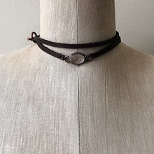 Load image into Gallery viewer, Golden Rutilated Quartz & Leather Wrap Bracelet/Choker #1 (Icarus Soaring Collection)
