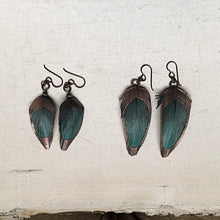 Load image into Gallery viewer, Electroformed Macaw Feather Earrings - Ready to Ship