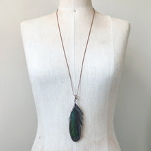 Load image into Gallery viewer, Electroformed Green Macaw Feather Necklace #3- Ready to Ship