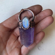 Load image into Gallery viewer, Amethyst Polished Point & Rainbow Moonstone Necklace #2 - Ready to Ship