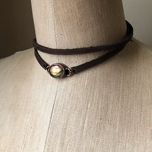 Load image into Gallery viewer, Labradorite and Leather Wrap Bracelet/Choker #2 - Ready to Ship