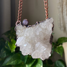 Load image into Gallery viewer, Clear Quartz Cluster & Pink Sapphire Statement Necklace