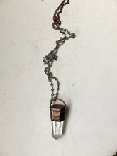 Load image into Gallery viewer, Feather Bezel Polished Clear Quartz Point Necklace on Sterling Silver & Labradorite Rosary Chain - Ready to Ship (5/17 Update)