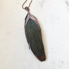 Load image into Gallery viewer, Electroformed Green Macaw Feather Necklace #1- Ready to Ship