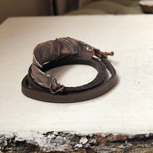 Load image into Gallery viewer, Electroformed Feather and Leather Wrap Bracelet - Ready to Ship