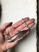 Load image into Gallery viewer, Electroformed Wild Feather Necklace with Amazonite Accent Chain (Horizontal Style) - Moksha Collection