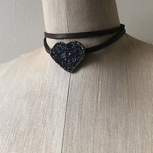 Load image into Gallery viewer, Amethyst Druzy Heart Wrap Bracelet/Choker - Snow Moon Collection