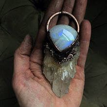 Load image into Gallery viewer, Candle Quartz & Rainbow Moonstone Statement Necklace - Ready to Ship