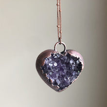 Load image into Gallery viewer, Dark Amethyst Druzy Heart Necklace #2 - Ready to Ship