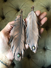 Load image into Gallery viewer, Electroformed Feather and Labradorite Necklace