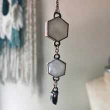 Load image into Gallery viewer, Double White Moonstone Hexagon and Dravite Necklace - Ready to Ship
