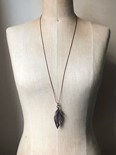 Load image into Gallery viewer, Electroformed Feather Necklace with Raw Ruby Accent (Ready to Ship) - Darkness Calling Collection
