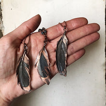 Load image into Gallery viewer, Electroformed Dark Gray Feather Necklace - Ready to Ship