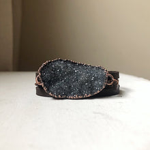 Load image into Gallery viewer, Gray Druzy and Leather Wrap Bracelet/Choker #2 - Ready to Ship
