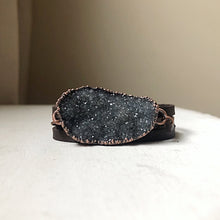 Load image into Gallery viewer, Gray Druzy and Leather Wrap Bracelet/Choker #2 - Ready to Ship
