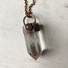 Load image into Gallery viewer, Polished Clear Quartz Point with Grey Moonstone Necklace #1