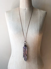 Load image into Gallery viewer, Electroformed Feather Necklace with Raw Amethyst Point - Ready to Ship (5/17 Update)