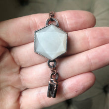 Load image into Gallery viewer, White Moonstone Hexagon and Dravite Necklace #3 - Ready to Ship