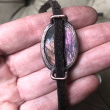 Load image into Gallery viewer, Labradorite and Leather Wrap Bracelet/Choker #2 - Spring Equinox Collection