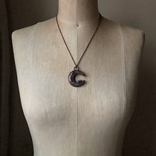 Load image into Gallery viewer, Moss Agate Crescent Moon with Druzy Accentl Necklace #2 - Ready to Ship