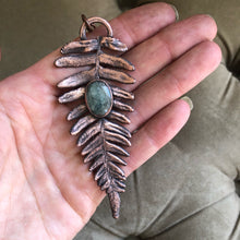 Load image into Gallery viewer, Electroformed Fern with Polished Green Kyanite Necklace #1
