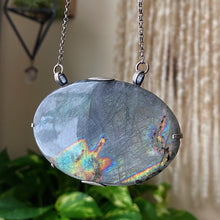 Load image into Gallery viewer, Labradorite New Moon Necklace #3 - Sterling Silver