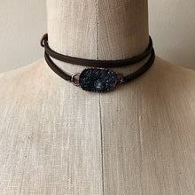 Load image into Gallery viewer, Druzy Wrap Bracelet/Choker - Dark Gray (Flower Moon Collection)