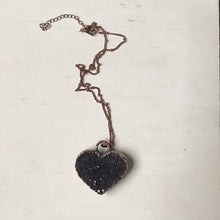Load image into Gallery viewer, Dark Amethyst Druzy Tell Tale Heart Necklace #2