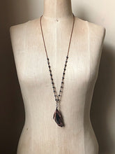 Load image into Gallery viewer, Electroformed Dark Gray Feather Necklace - Ready to Ship