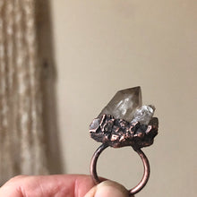 Load image into Gallery viewer, Raw Smoky Quartz Cluster Large Statement Ring - (Super Blood Wolf Moon)
