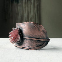Load image into Gallery viewer, Electroformed Feather Cuff with Pink Amethyst Cluster