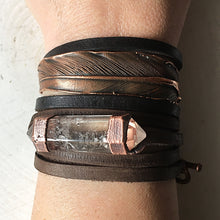 Load image into Gallery viewer, Double Terminated Clear Quartz Point and Leather Wrap Bracelet/Choker (5/17 Update)