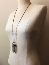 Load image into Gallery viewer, Smoky Quartz Point with Rainbow Moonstone Necklace - Ready to Ship (Flower Moon Collection)