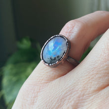 Load image into Gallery viewer, Rainbow Moonstone Ring - Oval #1 (Size 4.25) - Ready to Ship