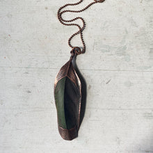 Load image into Gallery viewer, Electroformed Green Macaw Feather Necklace - Ready to Ship