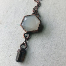 Load image into Gallery viewer, White Moonstone Hexagon and Dravite Necklace #1 - Ready to Ship