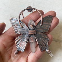 Load image into Gallery viewer, Electroformed Butterfly With Clear Quartz & Blue Kyanite Necklace - Ready to Ship