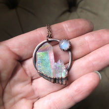 Load image into Gallery viewer, Angel Aura Cluster with Rainbow Moonstone Necklace - Ready to Ship