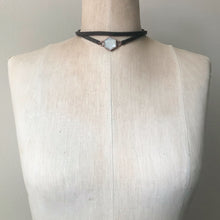 Load image into Gallery viewer, White Moonstone Hexagon and Leather Wrap Bracelet/Choker #1 - Ready to Ship
