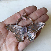 Load image into Gallery viewer, Electroformed Butterfly With Lepidolite & Clear Quartz Necklace - Ready to Ship