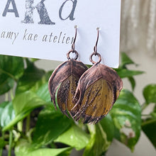 Load image into Gallery viewer, Electroformed Yellow Macaw Feather Earrings #2 - Ready to Ship
