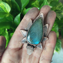 Load image into Gallery viewer, Labradorite Lotus Flower Necklace - Ready to Ship