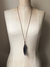 Load image into Gallery viewer, Electroformed African Gray Feather Necklace - Ready to Ship