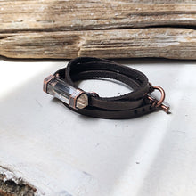 Load image into Gallery viewer, Double Terminated Polished Clear Quartz Point & Leather Wrap Bracelet/Choker #2 (Icarus Soaring Collection)