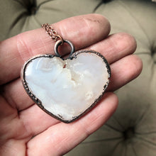 Load image into Gallery viewer, White Agate Druzy “Broken Open” Heart Necklace #1 - Ready to Ship